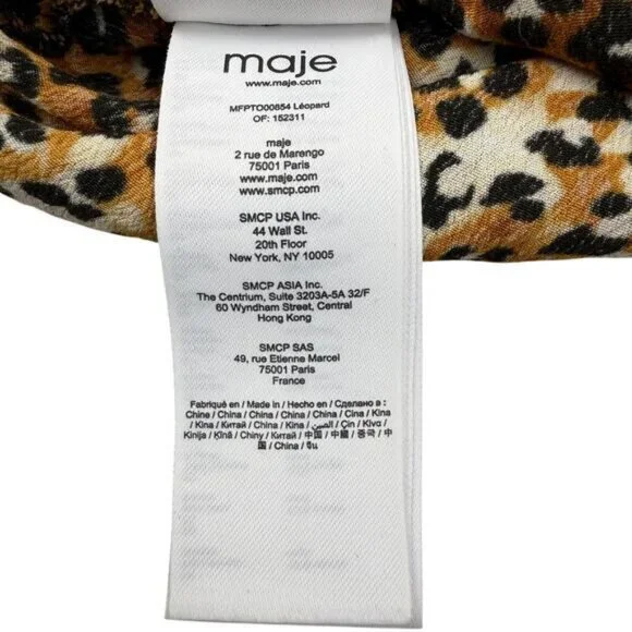 Maje Leopard Cropped Tie Waist Crepe Leopard Print Top - Picture 7 of 7